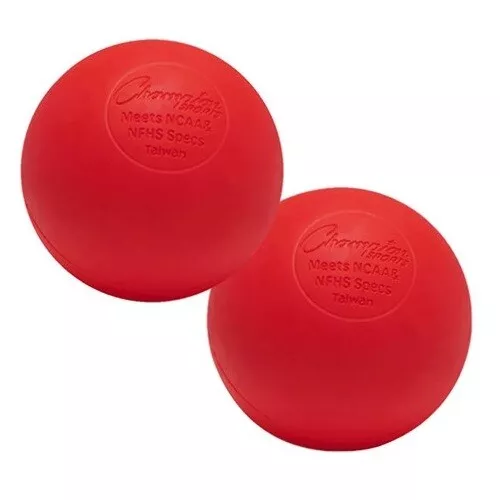 Champion Sports 2 Pack Official Rubber Lacrosse Balls, NFHS & NCAA Approved, Red