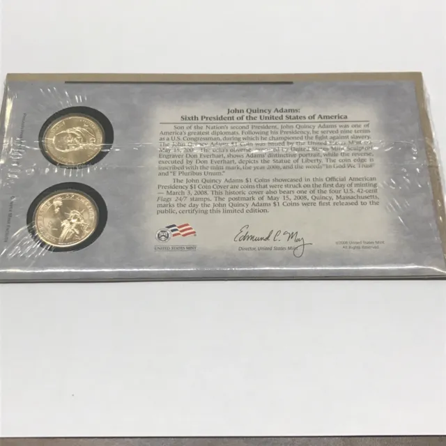 2008 John Quincy Adams Presidential $1 First Day Coins Cover New Sealed  - J6