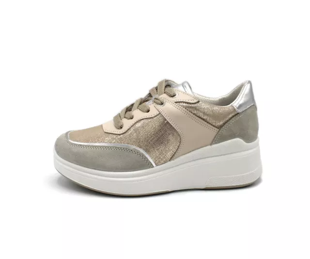 Igi & co scarpe da donna sneakers igico in camoscio e tela con zeppa platform