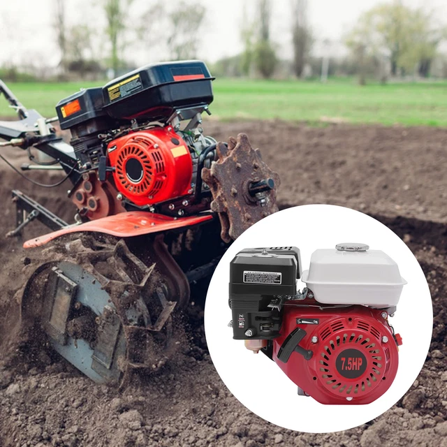 Benzinmotor 7.5 PS / 5.1 KW | Industriemotor Luftgekühlt Mit Ölalarm - Dunkelrot