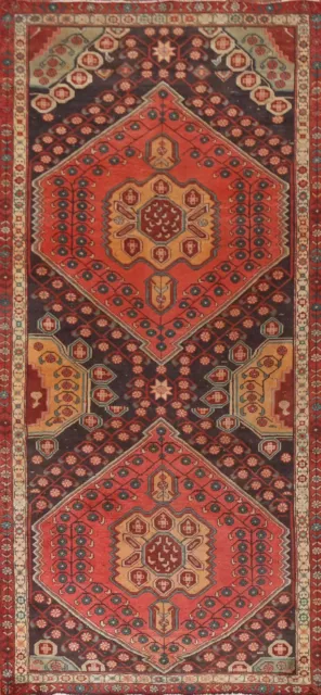 Vintage Tribal Geometric Traditional Rug Runner 4'x10' Wool Hand-knotted Carpet