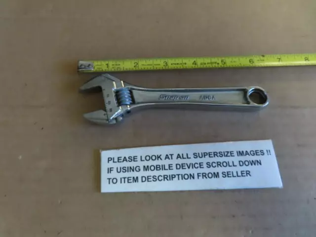 Snap On Tool 6" Adjustable Wrench Ad6A Chrome 150Mm Nice Crescent Wrench