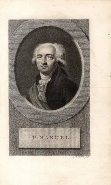 c1790 Louis Pierre Manuel Frankreich Französische Revolution Kupferstich-Porträt