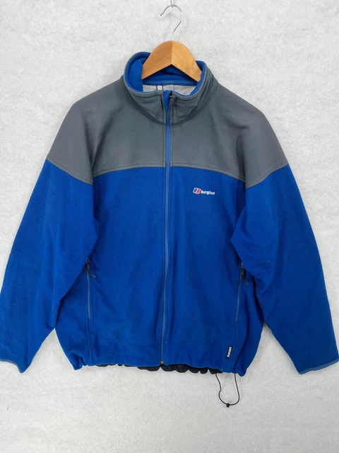 Berghaus Windstopper Split Colour Fleece Mens Size XL Full Zip Blue Grey Shell