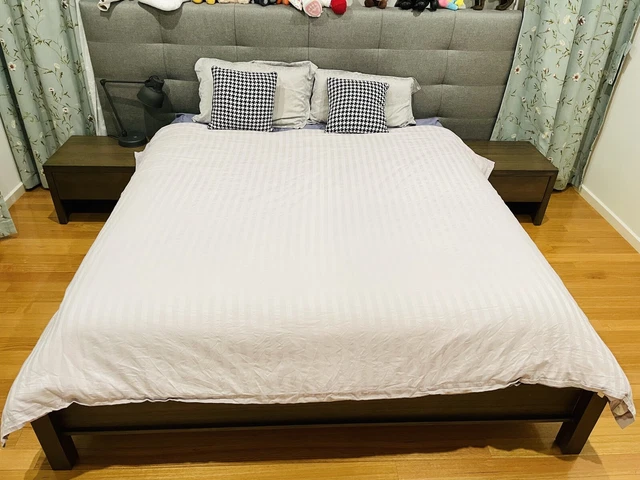 FORTY WINKS HARDWOOD King bed 2x Bedside Table Luxury Mattress
