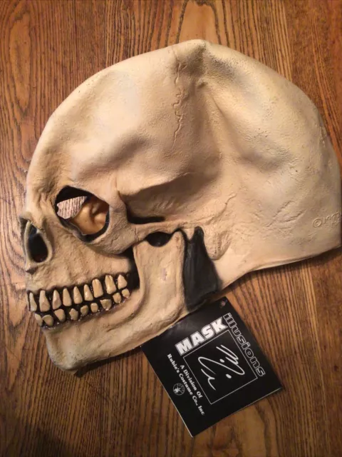 Vintage 1997 Mask Illusions Skull Skeleton Halloween Mask Adult New