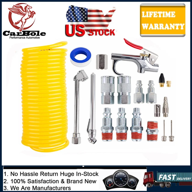 25 boquillas para pistola de manguera de retroceso 1/4" Npt 20 piezas kit de accesorios para compresor de aire