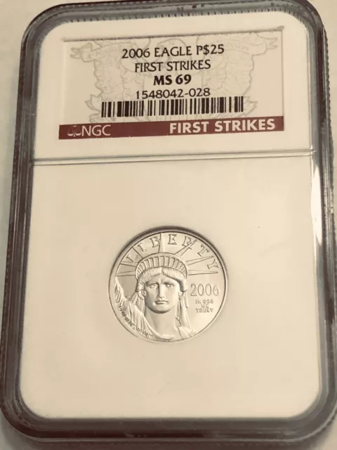 2006 gem BU $25 PLATINUM American Eagle coin. NGC MS69. #028  First Strikes