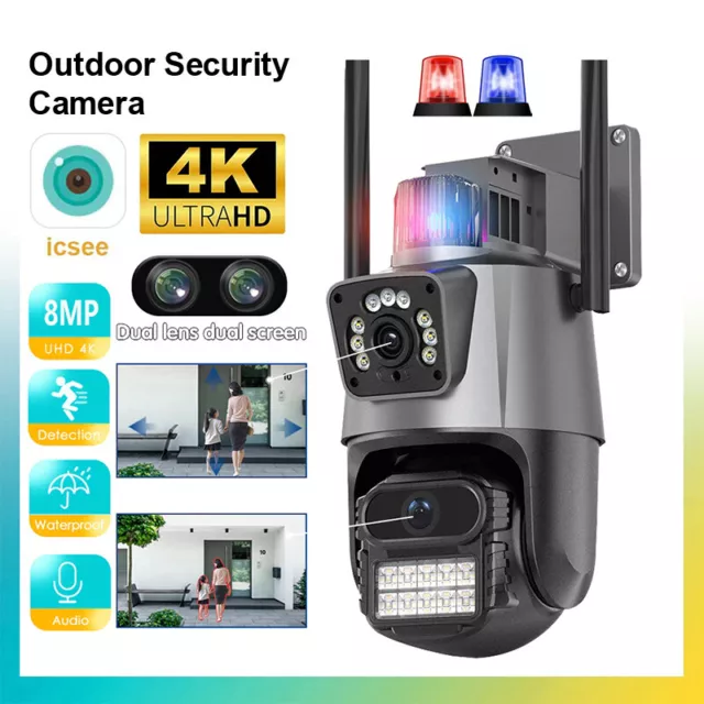 8MP 4K Home Security Camera Dual Lens Wireless WIFI IP Camera CCTV PTZ IR Cam UK