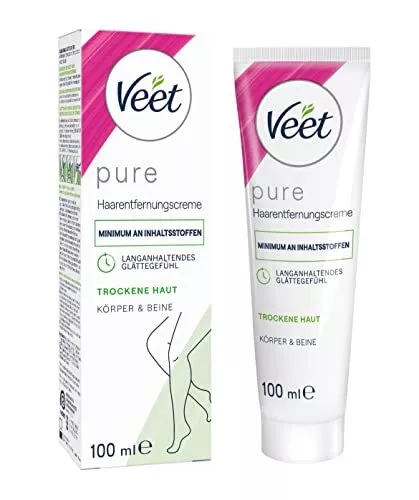 Veet PURE Haarentfernungscreme Körper & Beine, Trockene Haut, 100 ml