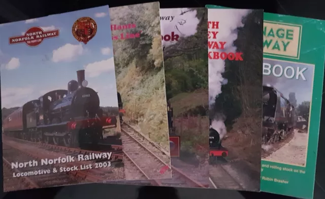 5 x RAILWAY STOCKBOOKS - SWANAGE, WORTH VALLEY, CORRIS, POPPY & WATERCRESS LINES