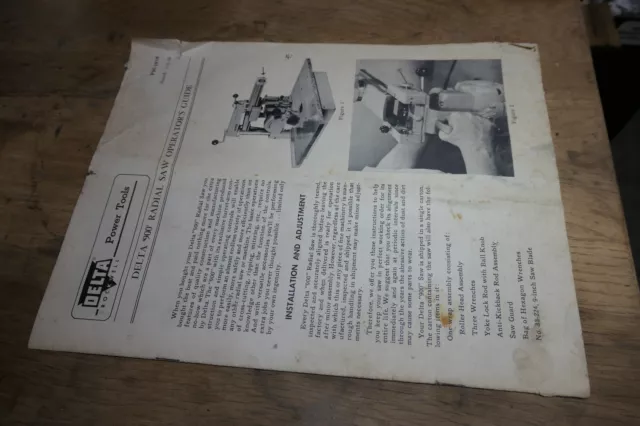 ORIGINAL DELTA Rockwell 900 9" Radial Arm Saw Owner Instructions Part Manual USA