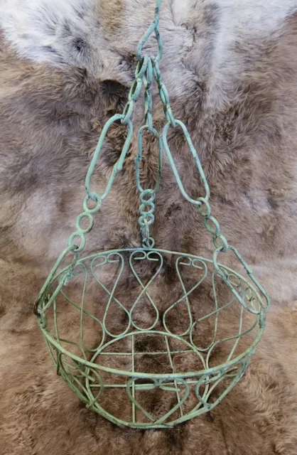 Rustic Hanging PLANTER Basket Antique Victorian Style Garden Plant Hanger