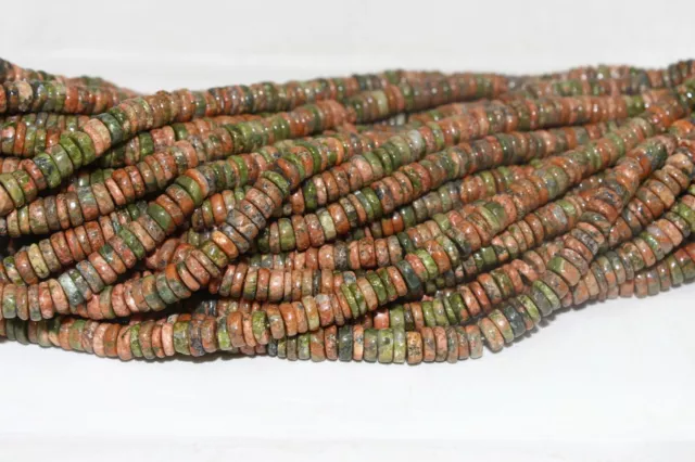 AAA Natural Unakite Smooth Heishi Gemstone Beads 5-6mm Beads 16 inch Strand 3