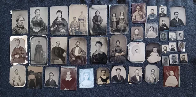 1850's/Civil War Tintype Lot-40 Images-1/6th, 1/9th Plate and GEM Portraits-NICE