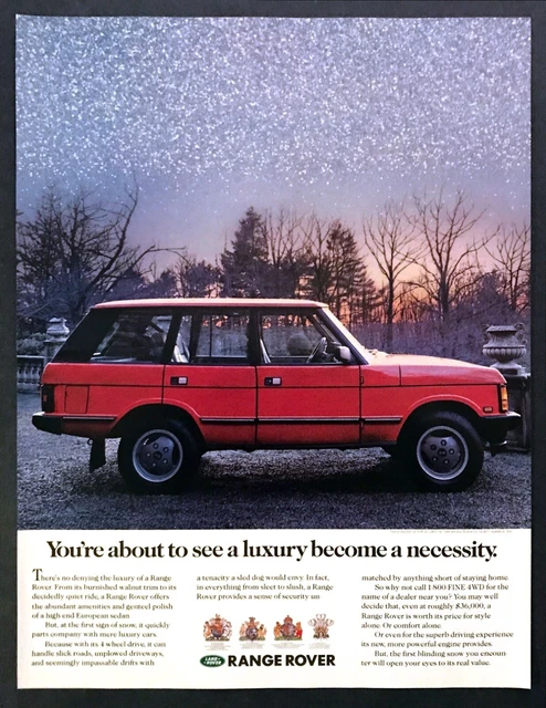 1989 Land Rover Range Rover photo "Luxury & Necessity" vintage print ad