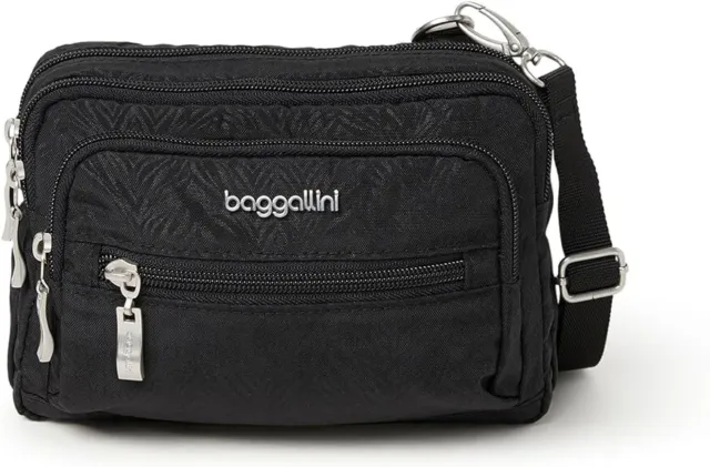 Baggallini Triple Zip Crossbody Convertible Fanny Pack Belt Bag Water Resistant