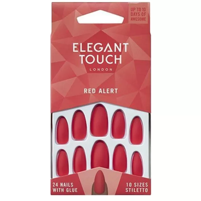 Elegant Touch Coloured False Nails Collection - Red Alert (24 Nails)