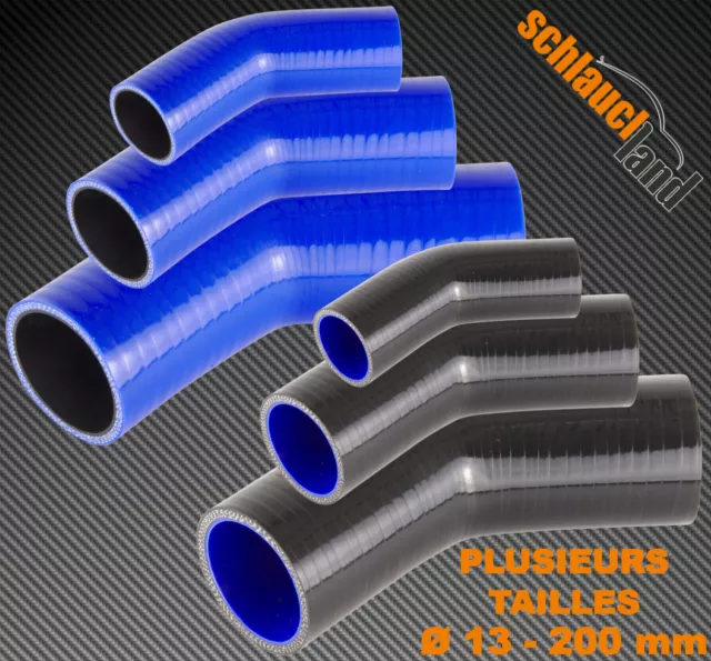 COUDES 45° Tuyau SILICONE TUBE renforcé DURITE Intercooler Coupleur Raccord Air