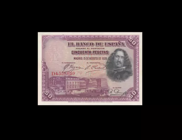 1928 BANK OF SPAIN 50 PESETAS MADRID **RARE** (( aUNC ))