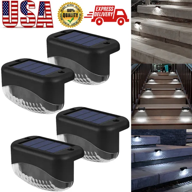 4Pcs LED Solar Stairs Lights Outdoor Garden Light Waterproof Fence Deck Lamps