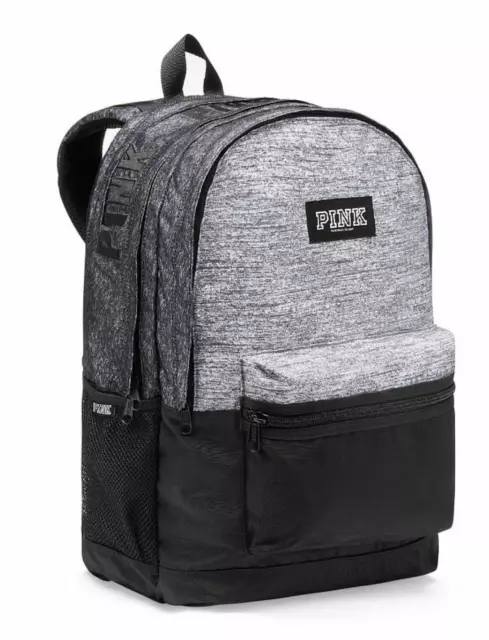 Nwt Pink Victoria's Secret Gray Marl Black Backpack School Campus Laptop Bag