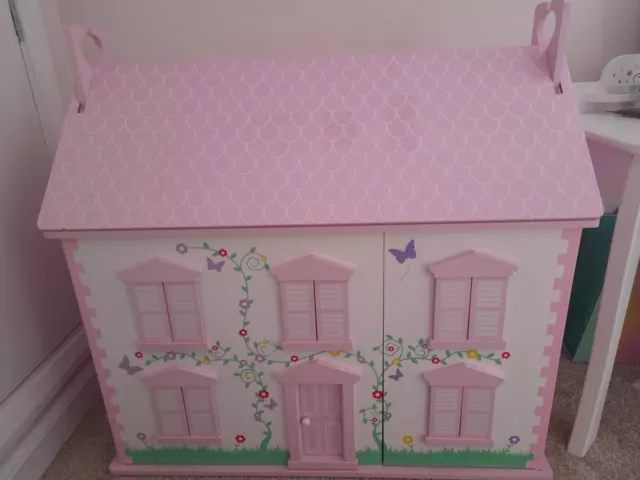 Bigjigs Wooden Dolls House Rose Cottage and furniture VGC