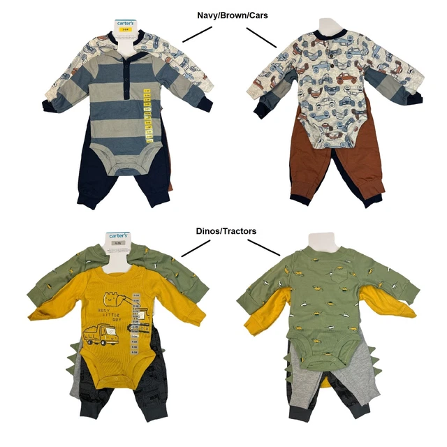 Carter's Baby Boy's 4-Piece Long Sleeve Bodysuits & Jogger Pants Set