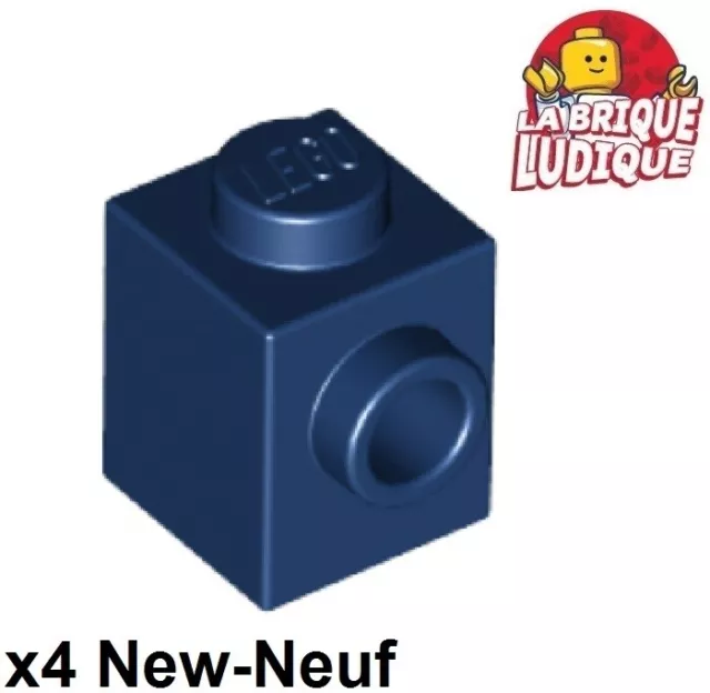 Lego 4x Brique Brick Modified 1x1 stud 1 side bleu foncé/dark blue 87087 NEUF