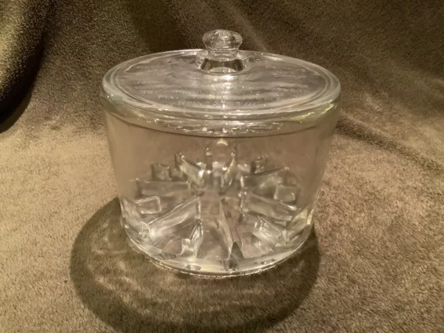 VTG Glass Sanitary Cheese Preserver With Lid From Maytag Dairy Farms Newton, IA