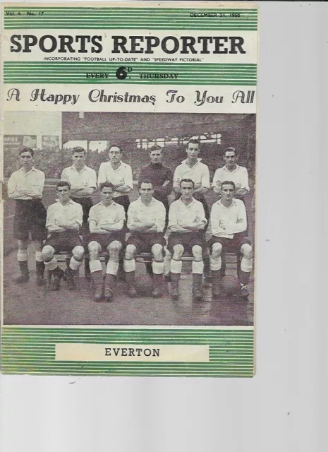 Sports Reporter Magazine 21 December 1950 - Everton Team Picture Etc Etc