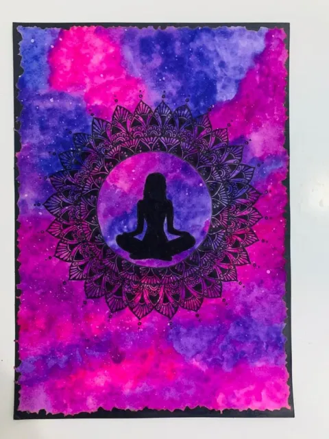 Hand Drawing Mandala-Blue Color Original Unique Mind Relaxation Mandala Art.