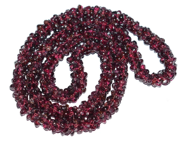 26 " Strang Halskette Natürlich Rot Granat 4 MM Rund Lose Perlen