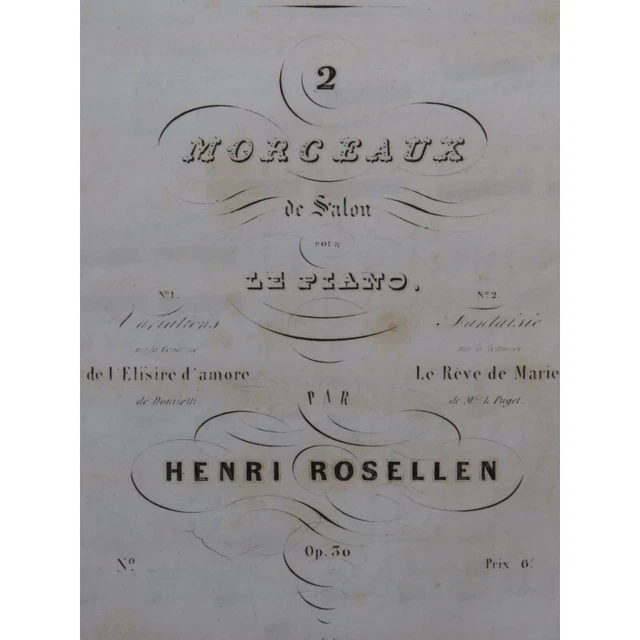 ROSELLEN Henri Fantaisie sur le Rêve de Marie Piano ca1840