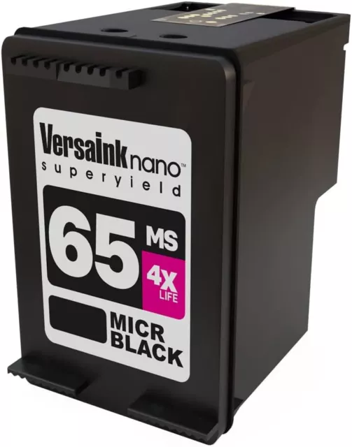 VersaInk-Nano HP 65 MS MICR Black Ink Cartridge for Check Printing, Ultra-Crisp