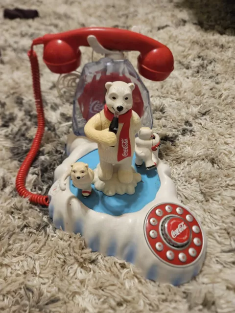 Vintage Coca Cola Polar Bear Phone Novelty Landline Dialup Telephone Animated