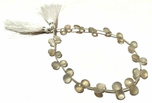 1 Strand Natural Gray Moonstone Heart Faceted 7-8mm Moonstone Loose Beads 8"inch