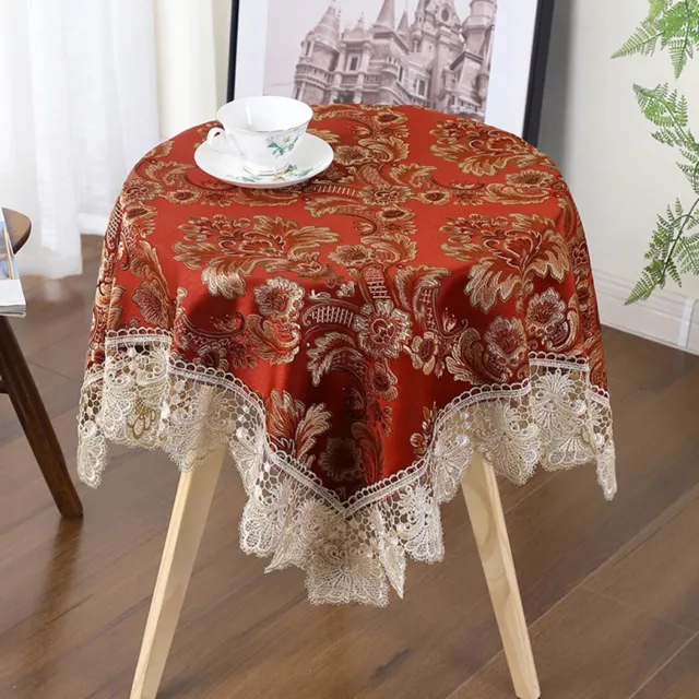 US 60cm Round Hand Crochet Tablecloth Ecru Vintage Lace Table Cloth Floral Doily