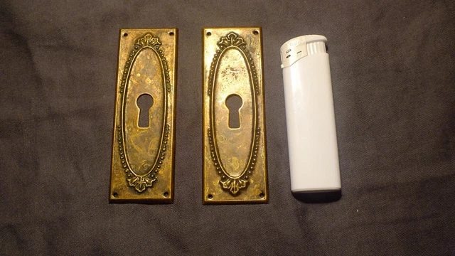 2x Beschlag Schlüsselblende Gründerzeit Jugendstil antik patiniert #IS1 P repro