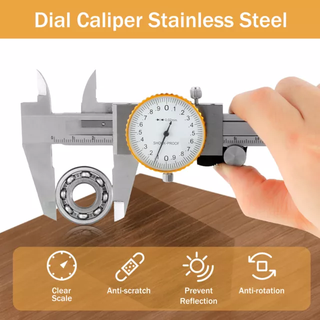 Dial Caliper 6 Inch Stainless Steel Vernier Caliper Inside Outside ChLex