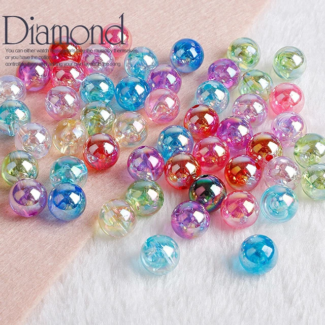 50pcs 8mm AB Color Clear Loose Round Transparent Spacer Bead DIY Brace~m'