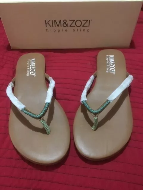 women's kim&zozi Lesandal Sandals flip flops tan size 8US hippie bling leather