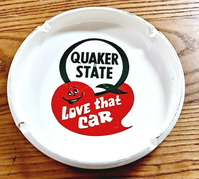 Vintage Quaker State Love That Car 6-1/2" Round Collectible Ashtray!