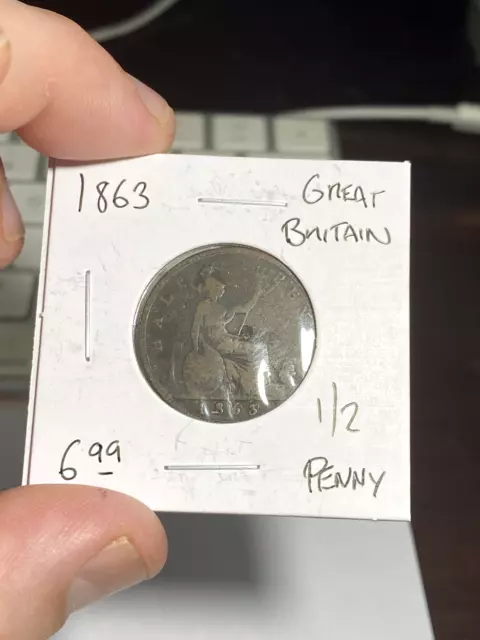1863 Great Britain 1/2 Penny