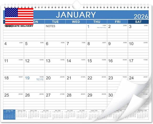 2026 Wall Calendar - January 2026 To December 2026, 12-Month, Purple, (Model BSSZZSHXGLA26)