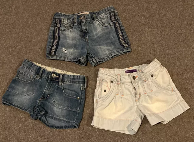 Pacchetto di 3 paia di pantaloncini in denim per ragazza, età 7/7-8 anni, NEXT, H&M & Marks&Spencer