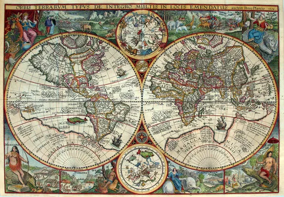 MP2 Vintage Old 1594 Petrus Plancius Map Of The World Poster Re-Print A1 A2 A3