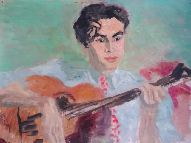 PEINTURE POST IMPRESSIONNISTE XXe-LE JOUEUR DE GUITARE-L'ESPRIT DYF, SOUNGOUROFF