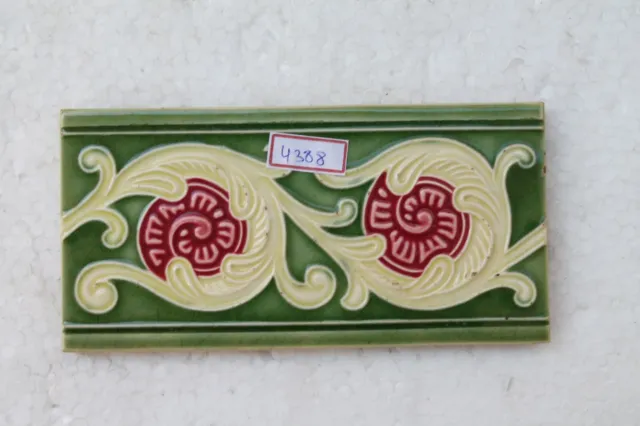 Japan antique art nouveau vintage majolica border tile c1900 Decorative NH4388