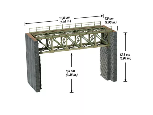 NOCH 67010 Stahlbrücke mit Brückenköpfen Brücke Laser Cut Bausatz H0 Neu